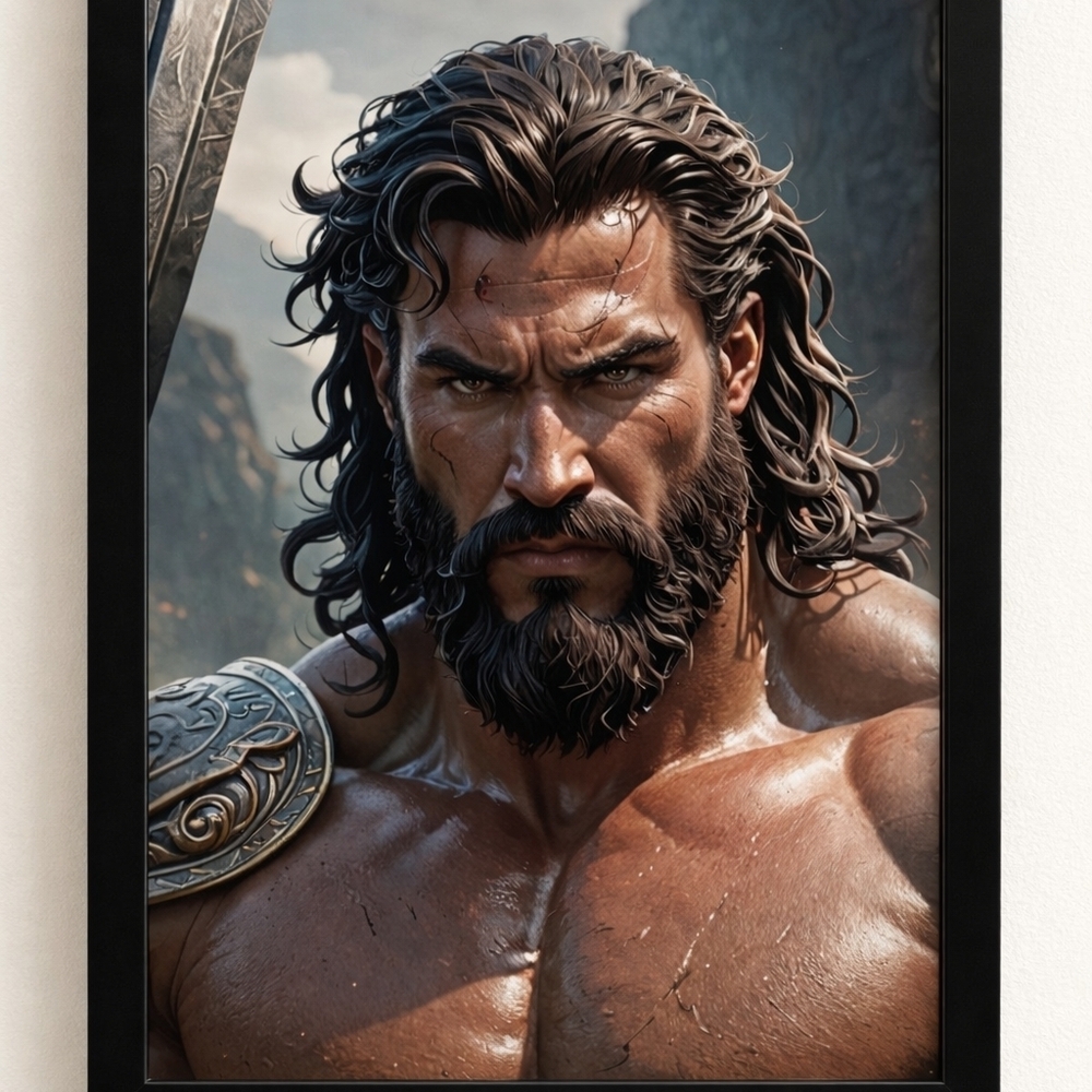 Greek Demigod Hercules Art Print In A Glass Front Frame 8x10